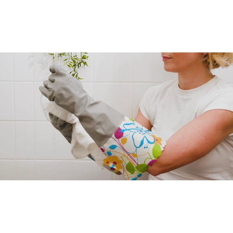 Household Gloves Latex Free Cleaning Grey and Yellow Gloves with