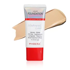 Foundation Full Coverage Makeup, 24hr Long Lasting Oil Control, Soft Matte Flawless Waterproof Foundation, New Improved Packaging and Tube with Lid (104A - Natural Beige, 30ml)