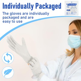 Chicingyou 50 Pairs Disposable Emergency Glove Individually Packaged Travel Gloves Travel Trauma Essential Nitrile Glove (White)