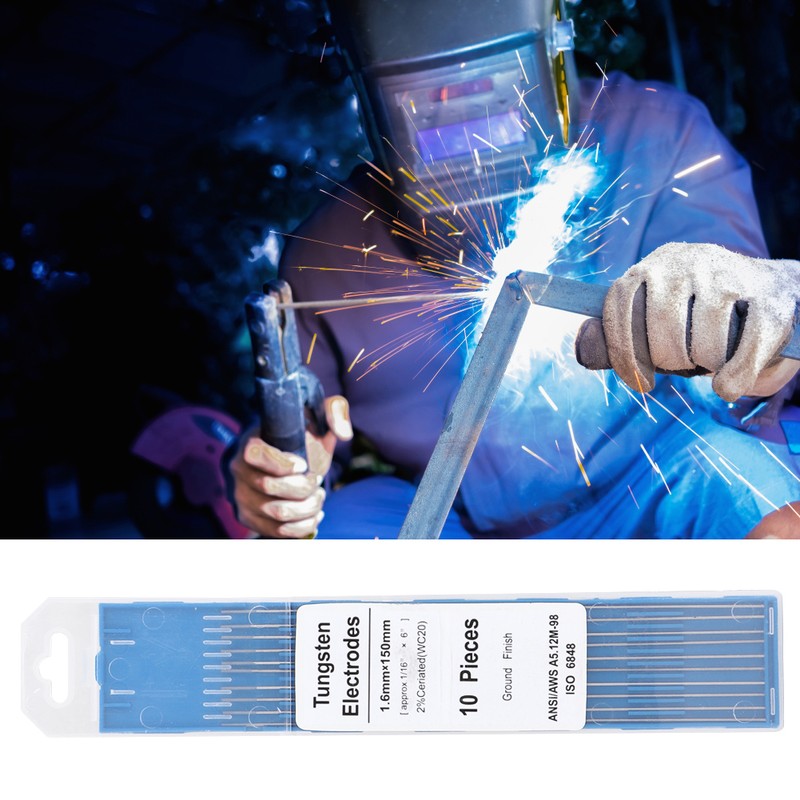 10pcs WC20 Cerium Tungsten Electrode Gray Tip for DC TIG