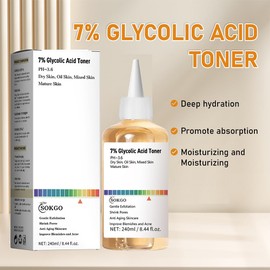 7% Glycolic Acid Exfoliating Toner, Exfoliating Facial Toner, Pore Minimizing Toner, Smooth Skin, Even Tone, Hydrating Formula