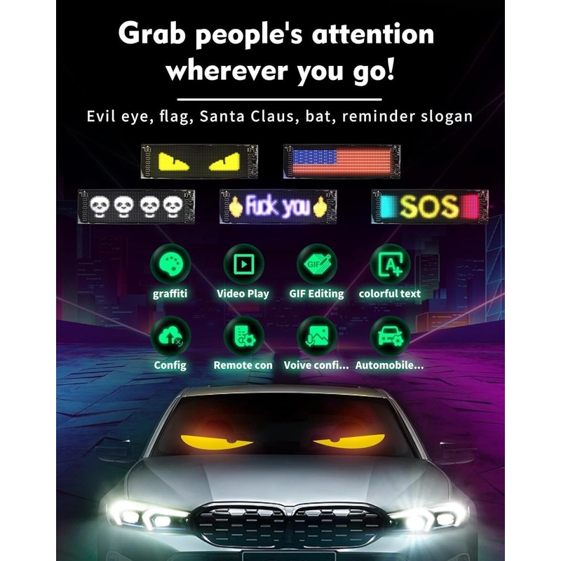Aolawco Devil Eyes Light for Cars, 10 x 35 cm