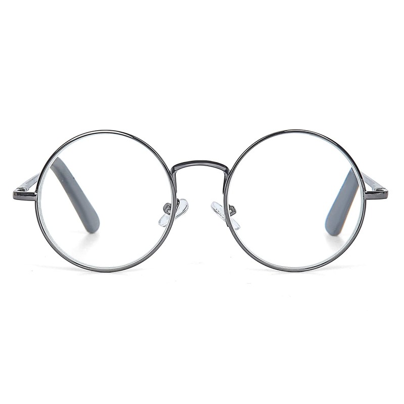 EYE ZOOM Metal Frame Round Reading Glasses with Spring Hinge
