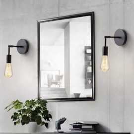 Pack of 2 Industrial Vintage Wall Lights Indoor Black Metal Wall Lights 180° Rotatable as Wall Lamp Bedside Lights Corridor Loft Wall Lights for the Bathroom