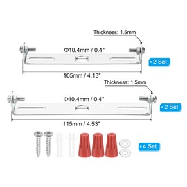 PATIKIL 4 Set Universal Light Fixture Mounting Bracket Kit, 105mm/4.13" & 115mm/4.53" Silver Tone Galvanized Carbon Steel Ceiling Mount Lighting Fixture Mounting Bracket Kit
