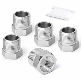ERGAOBOY Pack of 5 304 Stainless Steel Reducing Sleeves, 1/2 Inch BSP Male Thread to 1/8 Inch BSP Female Thread, Reducing Adapter Converter