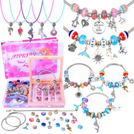 AIPRIDY EEinhorn Mermaid Gifts, Jewellery Crafts Girls, School Girls Craft Set, Bracelets Make Yourself, Toy, Gifts for Girls 5 6 7 8 9 10 11 12 Years (72 Pieces Rose)