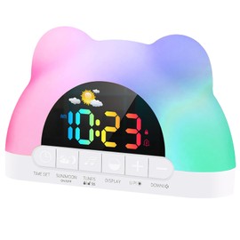 tlidfgeo Kids Alarm Clock, Sunrise Alarm Clock, Toddler Sleep Training Clock with 11 RGB Color Night Lights, OK to Wake Clocks for Girls Boys Teens, Dimmable Digital Clocks, Child lock, Dual Alarms