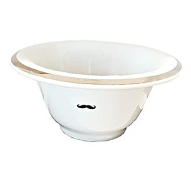 buybarber.com Artisans Republic Shaving Bowl- Porcelain Platinum Rim (Black) (White)