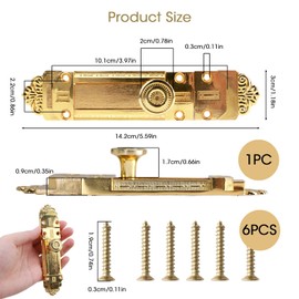 Bedroom Door Lock Pragmatic Door Latch Gold Surface Door Locks Antique Copper Pin Vintage Bathroom Door Lock Zinc Alloy Bolt Lock Suitable for Gate Latch for Wooden Gates, Garage Garden Gate Latch