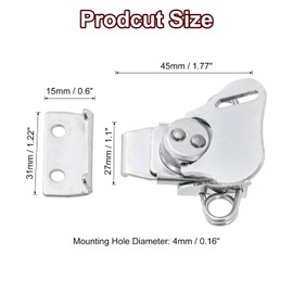 sourcing map Butterfly Twist Latch, 2.17 Inch Alloy Spring Loaded Twist Latch Keeper Toggle Clamps Butterfly Draw Latch for Case Box Suitcases Wooden Box, Silver