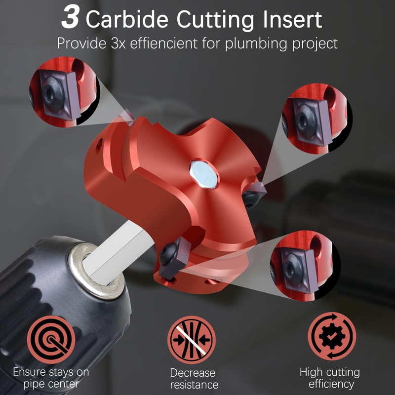 3 Blade PVC Pipe Reamer Kit 1-1/2 inch & 2