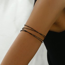 CJIAYUJEW Minimalist Arm Cuff for Women Gold Arm Cuff Upper Arm Layered Arm Bracelet Stackable Arm Bangle Jewelry for Women Men (black1)