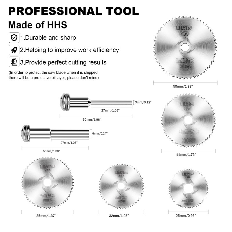 LitKiwi 8PCS Rotary Drill Saw Blades(with 1PCS 1/4" Hex Shank,1PCS