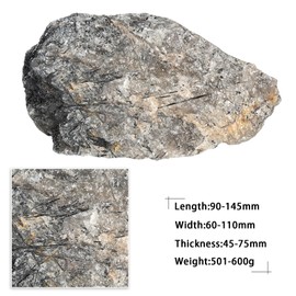 mookaitedecor 501-600g Natural Black Rutilated Quartz Raw Crystal Stone Mineral Specimen for Reiki Healing Desk Decor, Small Semi Precious Black Rough Stone Gift Collectible, Length 9-14.5cm