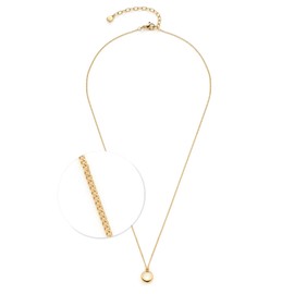 Jewels by Leonardo Ciao Philly Necklace • Short Curb Chain Made of Gold-Coloured Stainless Steel • Minimalist Ring Pendant • 45-50 cm Length • Jewellery Gift for Women • 024982, stainless steel, No