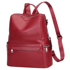 ALTOSY Leather Backpack for Women Elegant Genuine Backpack Purse Ladies Leather Shoulderbag（S80 Red Wine）