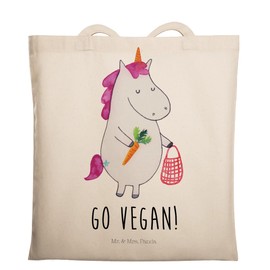 Mr. & Mrs. Panda Unicorn Vegan Tote Bag, Gift, Unicorn, Healthy Eating, Shopping Bag, Laptop Bag, Jute Bag, Vegetarian, Healthy Life, Pegasus, Unicorns, White, Hand Drawn
