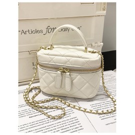 QWINEE Women's Silver Top Handle Crossbody Bag Small Crocodile Embossed Satchel Bag Mini Bucket Handbag, White, One Size