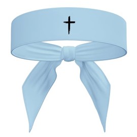 Cross Sports Head Tie Headband Sweat Black White - Christian Jesus God Scripture Bible Verse Faith Men's Football Accessories (Light Blue Headband)