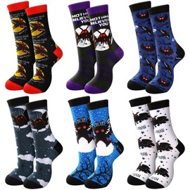 Glitopper 6 Pairs Mothman Socks Crew Adult Sock Novelty Cotton Crew Socks for Men Women Adult Ideas Family Friends Funny Christmas Father's Day Stuff Gifts