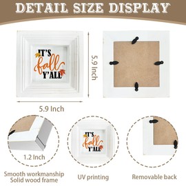 Happy Fall Decor, It's Fall Y'all Sign, Rustic Autumn Welcome Decoration, Farmhouse Harvest Signs, Home Shelf Office Desk Decor, Funny Wooden Decorative Gift for Friends 5.9 * 5.9 * 1.2 inches