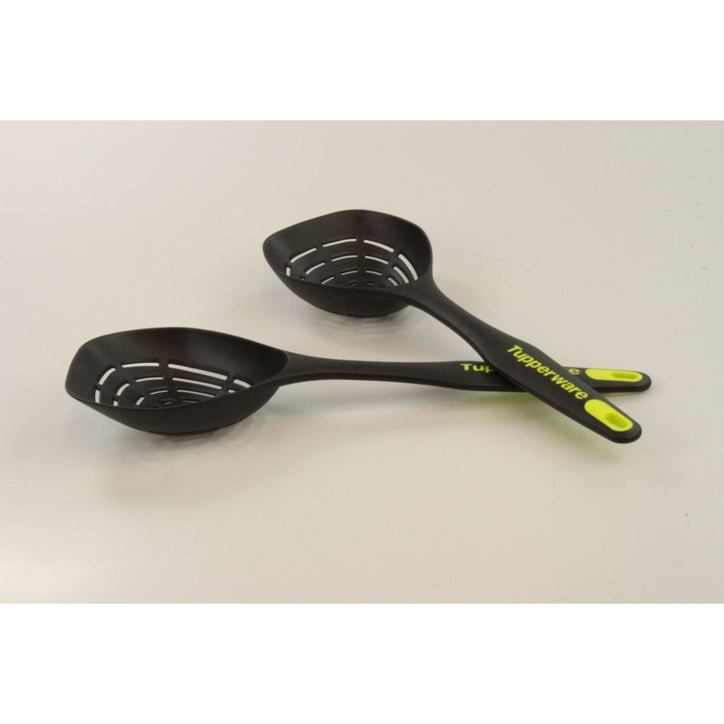 Tupperware 30184 Hand-Held Slotted Spoon Deep Draining Spoon 2 Black/Yellow
