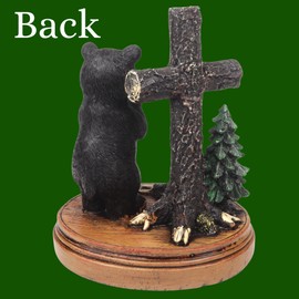 Needzo Praying Black Bear Figurine with Cross, Inspirational Prayer Statue, Religious Wildlife Animal Decoration, 8 Inches