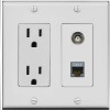 RiteAV 15 Amp Power Outlet and BNC CAT7 Wall Plate [Gray]