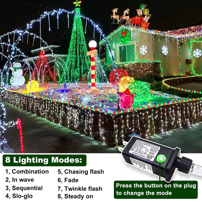 Christmas Lights Outdoor - 99 ft 1216 LED Icicle Lights