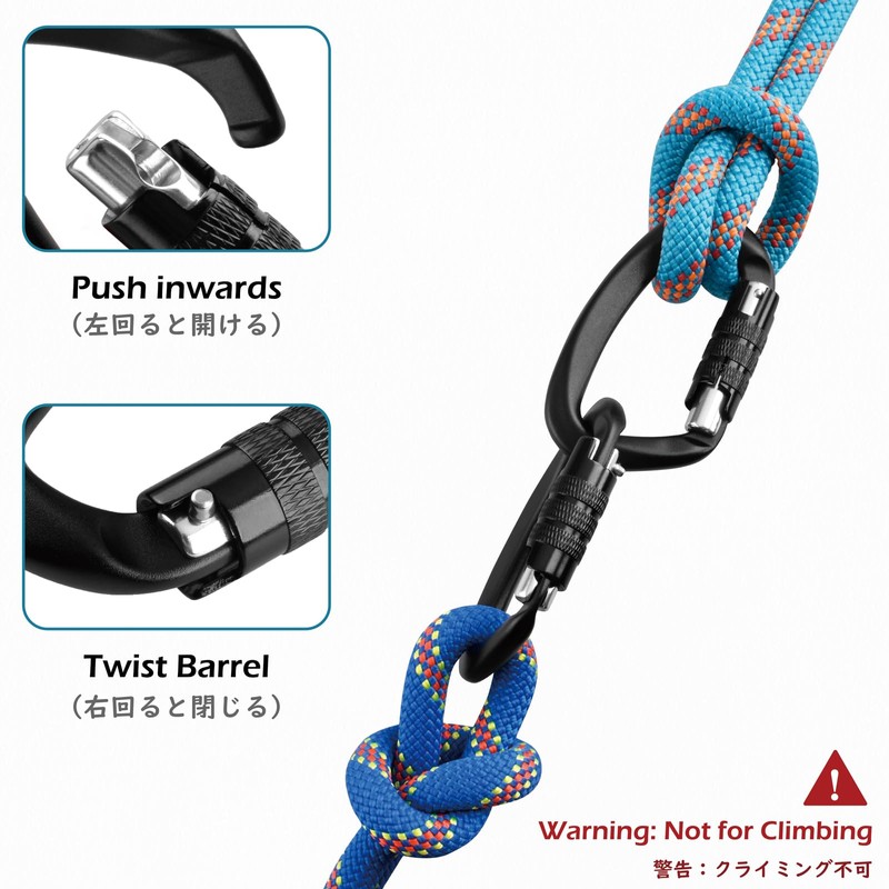 TRIWONDER Locking Carabiner Clips 12kN Carabiner Hook Rustproof and Ultralight