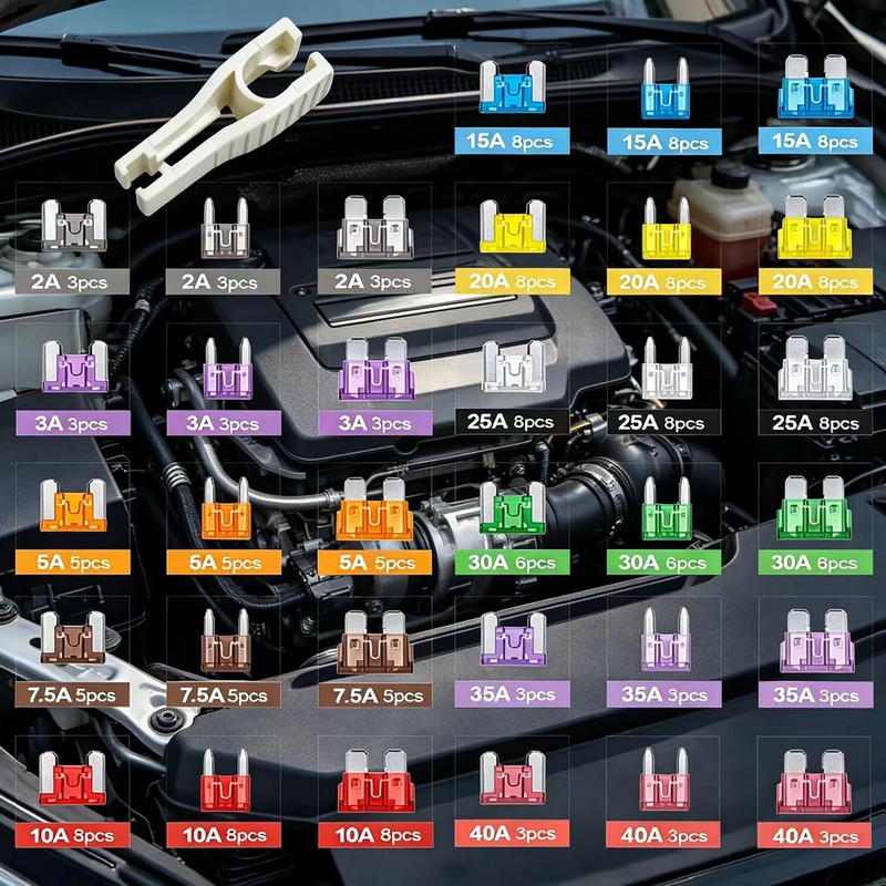 Oruiiju 180Pcs Blade Fuse Assortment Kit, Standard Mini Micro Automotive
