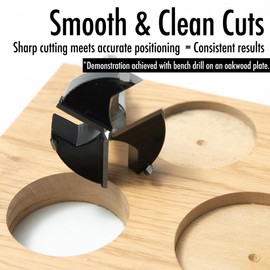 Vouyar Large 3PCS Forstner Drill Bit Set 2",2-1/2",3" Triple-Flute Carbide Tipped Forstner Bit for Hard Wood, Soft Wood, Veneered Plywood, Plastic, Drilling Hole Saw Woodworking Hinge Cutter Tool