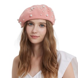 ZARSIO Summer French Pearl Beret Breathable Thin Beret Hat Beanie for Women Lady (US, Numeric, 7 1/8, 7 1/4, Pink)