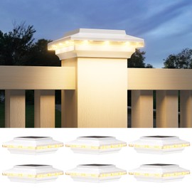 ELECLINK 6 Pack 4x4 Solar Post Cap Lights Upgraded, Brighter and Extended Beam to Light Post Fence Deck with Warm/White Lights, Waterproof Outdoor Posts Solar Lights for Patio Porch Vinyl/Wooden Posts