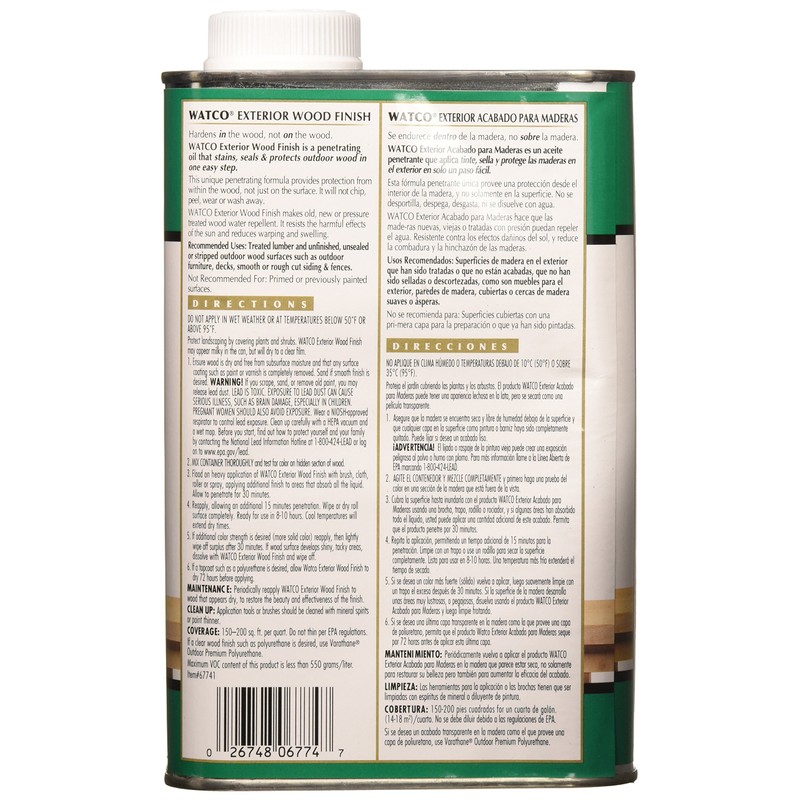 RUST-OLEUM WATCO 67741 Exterior Wood Finish, 1 Quart