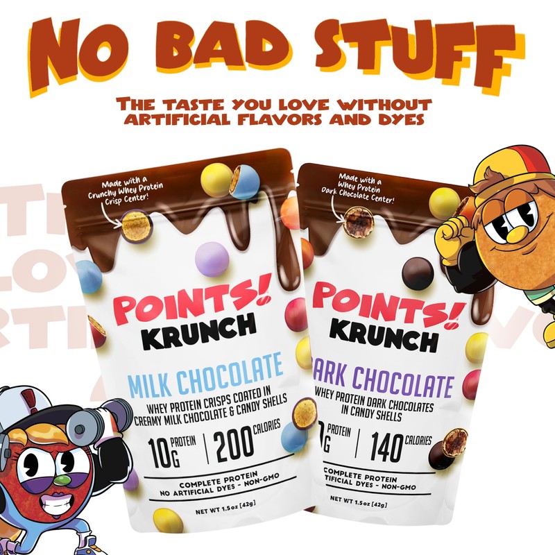 POINTS! KRUNCH Milk + Dark Chocolate High Protein Snack, 10g