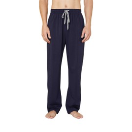 WORW Mens Pajama Pants, Soft Cotton Sleep Lounge Pants (Navy, Large)
