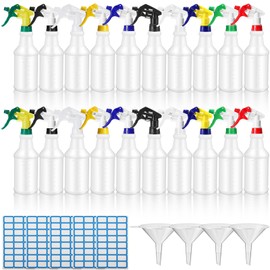 Eccliy 20 Pack 16 Oz Empty Spray Bottles for Cleaning, Leak Proof Spray Bottles with Measurements and Adjustable Nozzle for Cleaning Commercial Supplies(Cylinder,Mixed Color)