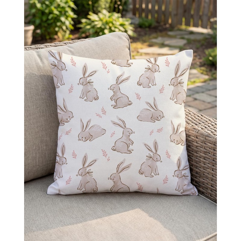 PreLiving Spring Easter Pillow Covers 20x20 Inch - Cute Bunny