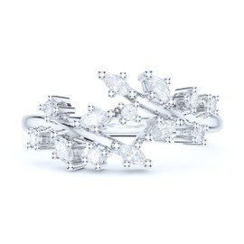 PRSTANI Sterling Silver Spilt Tree Branch Prong-Set Simulated Marquise Diamond Ring Wedding Band (4)