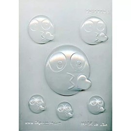 CK Products Emoji Kiss Chocolate Candy Clear Plastic Sheet Mold, Soap, Plaster, Cookies