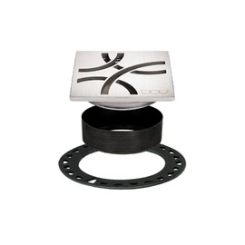 Schluter Kerdi-Drain Grate Kit with Integrated Slope Bonding Flange - Ideal for Bathroom or Wet Rooms - 4" Brushed Stainless Steel Curve, Adjustable - KDIF4GRKEBD6
