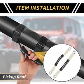 REPAIROCK 2 Pcs Roll Bar Grab Handles for Jeep Wrangler 07-17 for Ford Bronco 21-22 Pickup Grab Handles Grips Roof Rope Handle with Hole Oxford Cloth ABS White