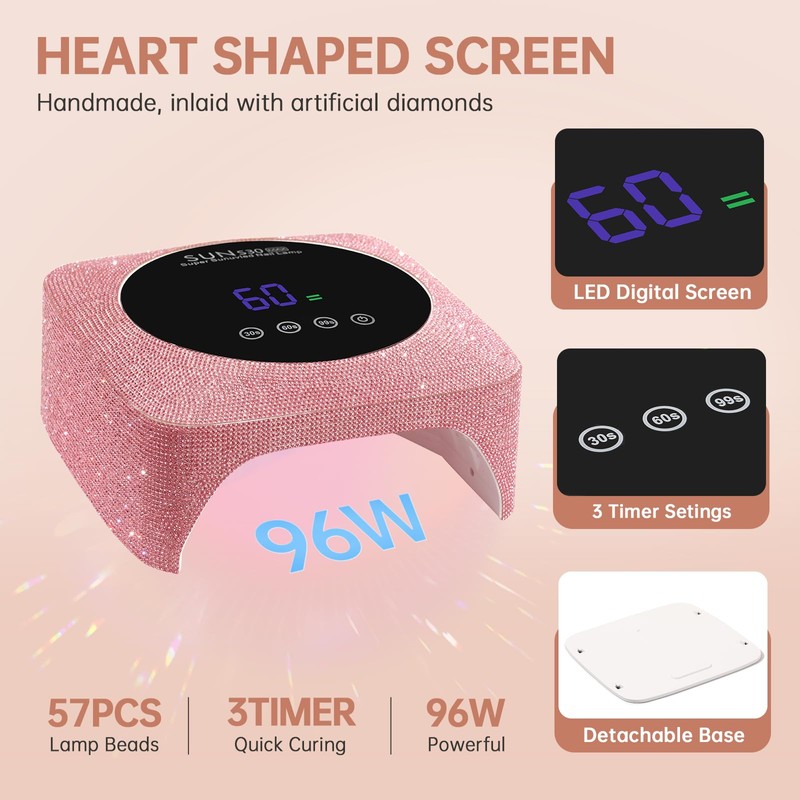 CHRISTINE SHELLY 96W UV LED Nail Lamp Cordless Nail Dryer