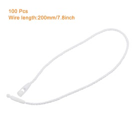 sourcing map Polyester Rope Hang Tag String Snap Lock Pins Loop Price Tag Fastener Plastic Tags Ties White 7.8 inch Pack of 100