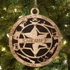 3" Sheriff Christmas Ornament - Handcrafted Wooden Decoration with Solid