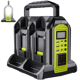 350W Power Inverter Compatible with Ryobi 40V Battery 4-Ports DC 40V to AC 110~120V Pure Sine Wave Battery Inverter with LED Light, USB-A Port,Type-C Port,DC Port for Camping Emergency Travel