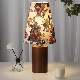 AFORTLO Table Lamp, Small Retro Rustic Decorative Nightstand Mid-Centry Night Light Vintage Desk Lamp for Bedroom,Living Room,End Table or Office with Bulb (White Flower)