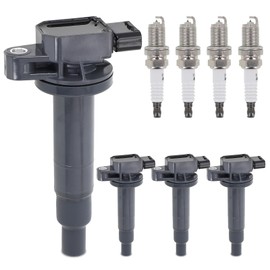 Sorghum Ignition Coil Pack and Spark Plugs Compatible with Toyota Prius C Echo Yaris xA xB Replace# UF316 90919-02240 C1304 UF316 5C1293 GN10312 Set of 4